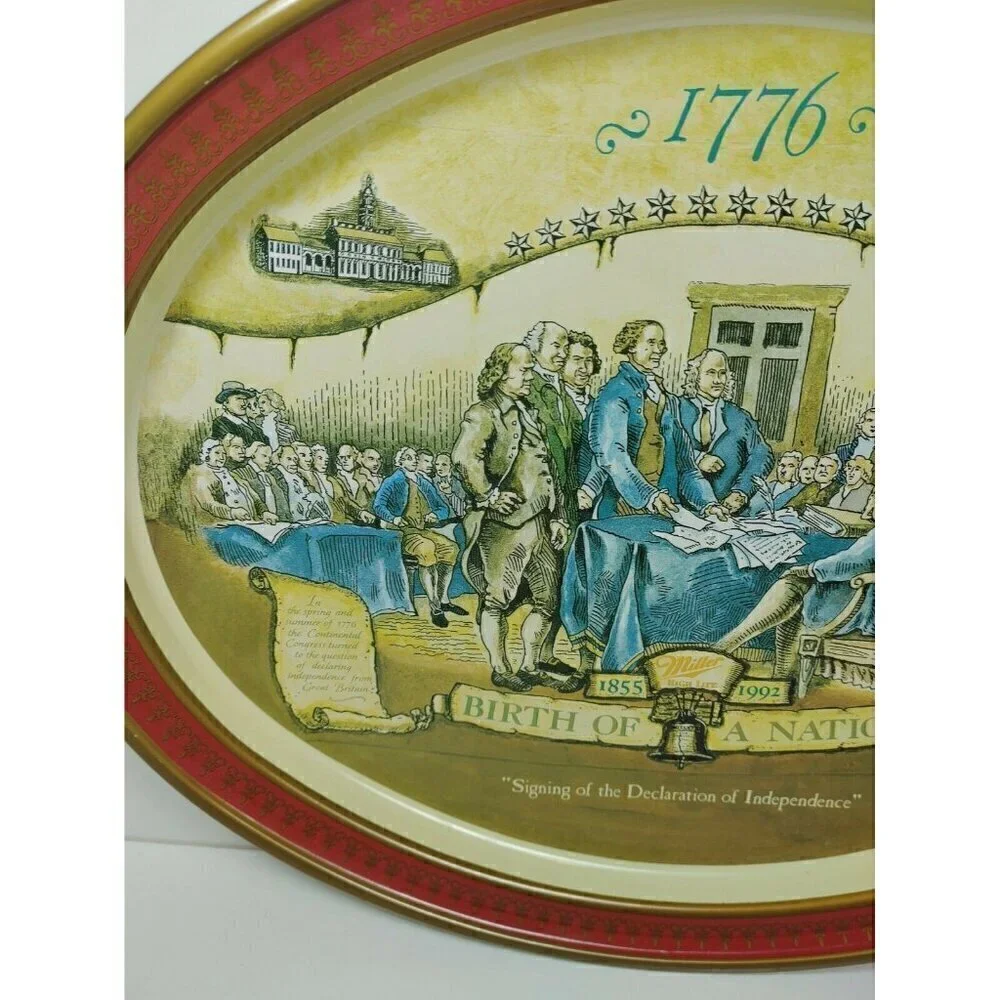 Miller Birth Of A Nation Declaration Of Independence Metal Serving Platter Tray